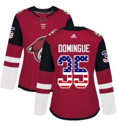 Women's Adidas Arizona Coyotes #35 Louis Domingue Authentic Red USA Flag Fashion NHL Jersey
