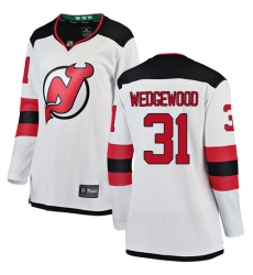 Women's New Jersey Devils #31 Scott Wedgewood Fanatics Branded White Away Breakaway NHL Jersey