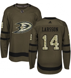 Youth Adidas Anaheim Ducks #14 Jacob Larsson Premier Green Salute to Service NHL Jersey