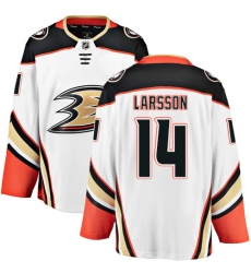 Youth Anaheim Ducks #14 Jacob Larsson Fanatics Branded White Away Breakaway NHL Jersey