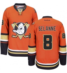 Youth Reebok Anaheim Ducks #8 Teemu Selanne Premier Orange Third NHL Jersey