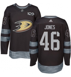 Men's Adidas Anaheim Ducks #46 Max Jones Authentic Black 1917-2017 100th Anniversary NHL Jersey