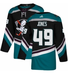 Youth Adidas Anaheim Ducks #49 Max Jones Premier Black Teal Alternate NHL Jersey