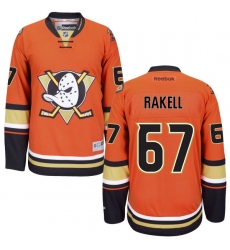 Men's Reebok Anaheim Ducks #67 Rickard Rakell Premier Orange Third NHL Jersey
