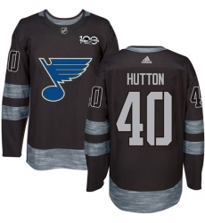 Men's Adidas St. Louis Blues #40 Carter Hutton Authentic Black 1917-2017 100th Anniversary NHL Jersey