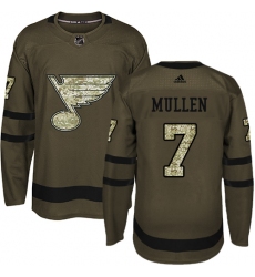 Youth Adidas St. Louis Blues #7 Joe Mullen Premier Green Salute to Service NHL Jersey
