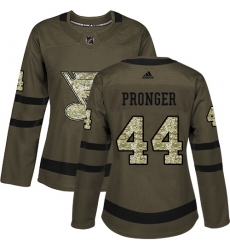 Women's Adidas St. Louis Blues #44 Chris Pronger Authentic Green Salute to Service NHL Jersey