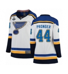 Women's St. Louis Blues #44 Chris Pronger Fanatics Branded White Away Breakaway 2019 Stanley Cup Champions Hockey Jersey