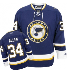 Women's Reebok St. Louis Blues #34 Jake Allen Premier Navy Blue Third NHL Jersey
