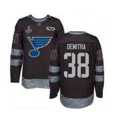 Men's St. Louis Blues #38 Pavol Demitra Authentic Black 1917-2017 100th Anniversary 2019 Stanley Cup Champions Hockey Jersey