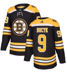 Men's Adidas Boston Bruins #9 Johnny Bucyk Authentic Black Home NHL Jersey