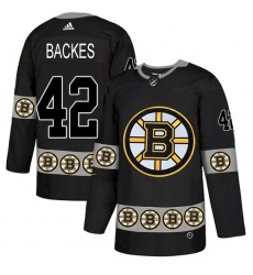 Men's Adidas Boston Bruins #42 David Backes Authentic Black Team Logo Fashion NHL Jersey