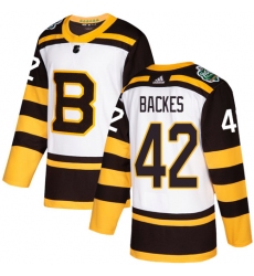 Men's Adidas Boston Bruins #42 David Backes Authentic White 2019 Winter Classic NHL Jersey