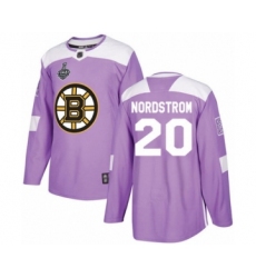 Youth Boston Bruins #20 Joakim Nordstrom Authentic Purple Fights Cancer Practice 2019 Stanley Cup Final Bound Hockey Jersey