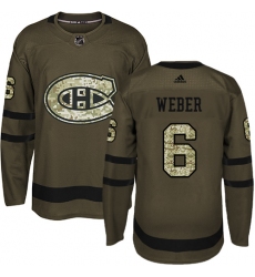 Men's Adidas Montreal Canadiens #6 Shea Weber Premier Green Salute to Service NHL Jersey