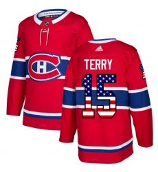 Men's Adidas Montreal Canadiens #15 Chris Terry Authentic Red USA Flag Fashion NHL Jersey