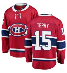 Youth Montreal Canadiens #15 Chris Terry Authentic Red Home Fanatics Branded Breakaway NHL Jersey