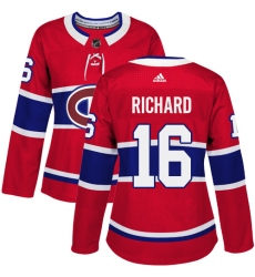 Women's Adidas Montreal Canadiens #16 Henri Richard Authentic Red Home NHL Jersey