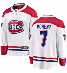 Men's Montreal Canadiens #7 Howie Morenz Authentic White Away Fanatics Branded Breakaway NHL Jersey