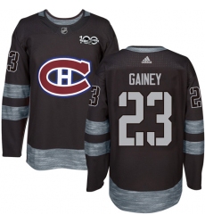 Men's Adidas Montreal Canadiens #23 Bob Gainey Authentic Black 1917-2017 100th Anniversary NHL Jersey