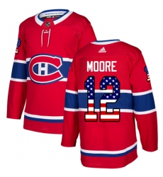 Men's Adidas Montreal Canadiens #12 Dickie Moore Authentic Red USA Flag Fashion NHL Jersey