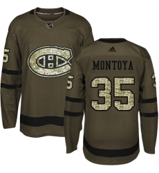 Youth Adidas Montreal Canadiens #35 Al Montoya Authentic Green Salute to Service NHL Jersey