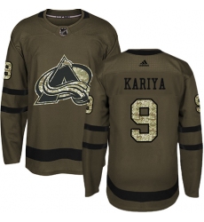 Men's Adidas Colorado Avalanche #9 Paul Kariya Premier Green Salute to Service NHL Jersey