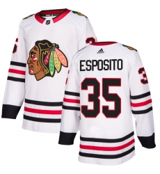 Men's Adidas Chicago Blackhawks #35 Tony Esposito Authentic White Away NHL Jersey