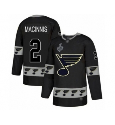 Men's St. Louis Blues #2 Al Macinnis Authentic Black Team Logo Fashion 2019 Stanley Cup Final Bound Hockey Jersey