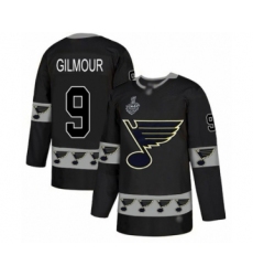 Men's St. Louis Blues #9 Doug Gilmour Authentic Black Team Logo Fashion 2019 Stanley Cup Final Bound Hockey Jersey