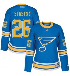 Women's Reebok St. Louis Blues #26 Paul Stastny Authentic Blue 2017 Winter Classic NHL Jersey