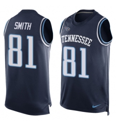 Men's Nike Tennessee Titans #81 Jonnu Smith Limited Navy Blue Player Name & Number Tank Top Tank Top NFL Jersey