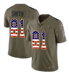 Men's Nike Tennessee Titans #81 Jonnu Smith Limited Olive/USA Flag 2017 Salute to Service NFL Jersey