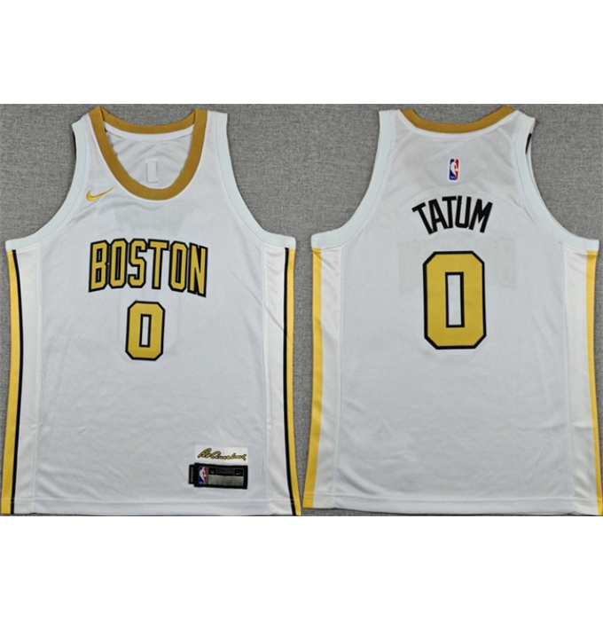 Youth Boston Celtics #0 Jayson Tatum White 2025 City Edition Stitched Jersey