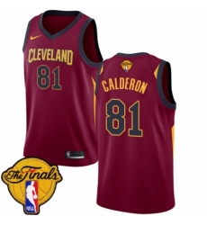 Men's Nike Cleveland Cavaliers #81 Jose Calderon Swingman Maroon 2018 NBA Finals Bound NBA Jersey - Icon Edition