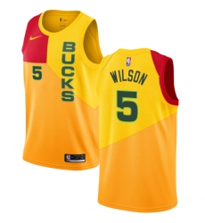 Youth Nike Milwaukee Bucks #5 D. J. Wilson Swingman Yellow NBA Jersey - City Edition