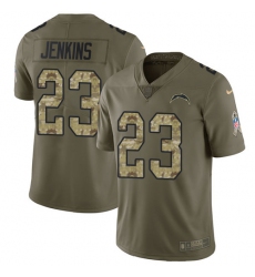 Men's Nike Los Angeles Chargers #23 Rayshawn Jenkins Limited Olive Camo 2017 Salute to Service NFL Jersey