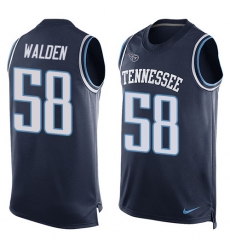 Men's Nike Tennessee Titans #58 Erik Walden Limited Navy Blue Player Name & Number Tank Top NFL Jersey