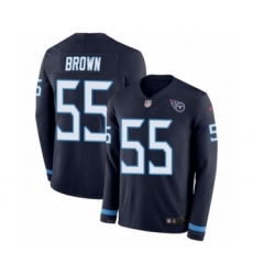 Youth Nike Tennessee Titans #55 Jayon Brown Limited Navy Blue Therma Long Sleeve NFL Jersey