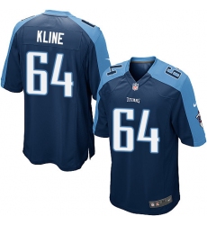 Men's Nike Tennessee Titans #64 Josh Kline Game Navy Blue Alternate NFL Jersey