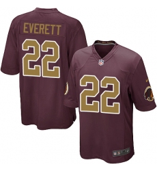 Men's Nike Washington Redskins #22 Deshazor Everett Game Burgundy Red/Gold Number Alternate 80TH Anniversary NFL Jersey
