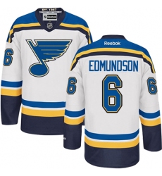 Men's Reebok St. Louis Blues #6 Joel Edmundson Authentic White Away NHL Jersey