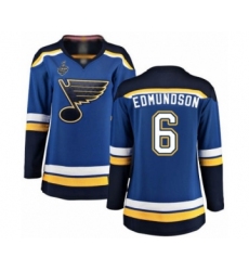 Women's St. Louis Blues #6 Joel Edmundson Fanatics Branded Royal Blue Home Breakaway 2019 Stanley Cup Final Bound Hockey Jersey