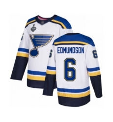 Youth St. Louis Blues #6 Joel Edmundson Authentic White Away 2019 Stanley Cup Final Bound Hockey Jersey