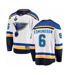 Youth St. Louis Blues #6 Joel Edmundson Fanatics Branded White Away Breakaway 2019 Stanley Cup Final Bound Hockey Jersey