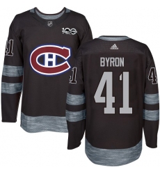 Men's Adidas Montreal Canadiens #41 Paul Byron Authentic Black 1917-2017 100th Anniversary NHL Jersey