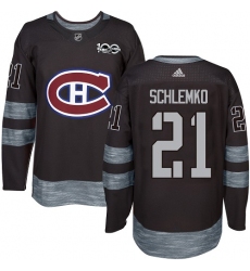 Men's Adidas Montreal Canadiens #21 David Schlemko Authentic Black 1917-2017 100th Anniversary NHL Jersey