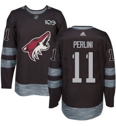 Men's Adidas Arizona Coyotes #11 Brendan Perlini Premier Black 1917-2017 100th Anniversary NHL Jersey