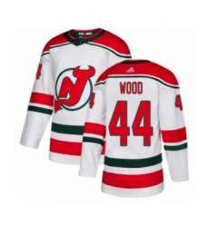 Youth Adidas New Jersey Devils #44 Miles Wood Authentic White Alternate NHL Jersey