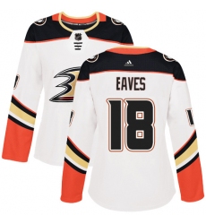 Women's Adidas Anaheim Ducks #18 Patrick Eaves Authentic White Away NHL Jersey